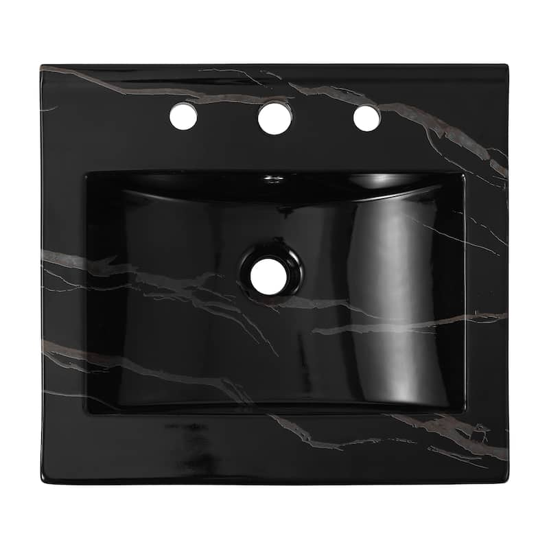 Aubert 3-Hole Classic Contemporary Rectangular Ceramic Single Sink Basin Vanity Top, by JONATHAN Y