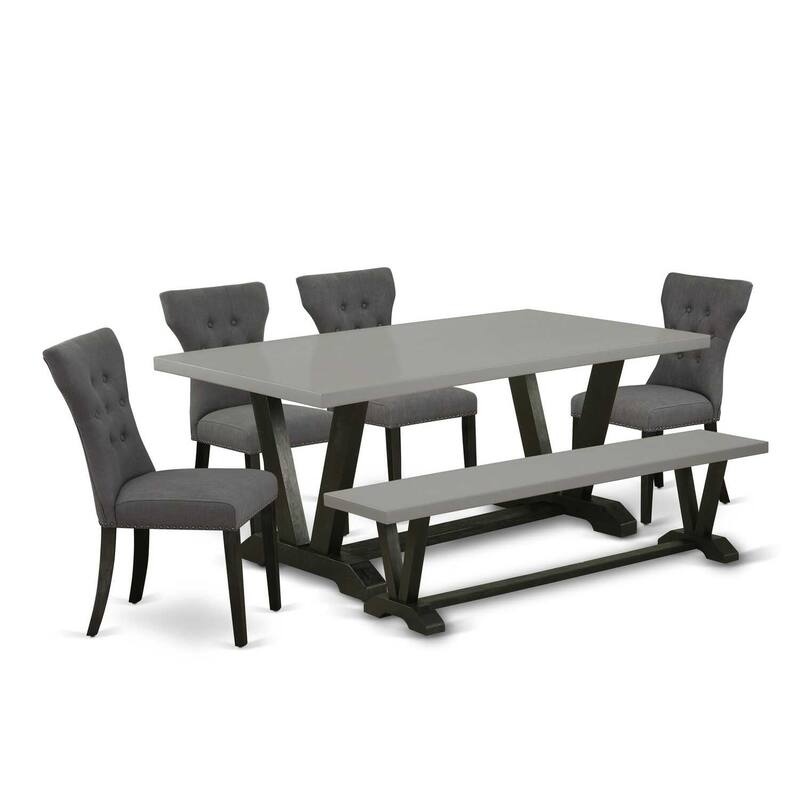 6-Piece Dinette Set - Dining Table & 4 Parsons Chairs - Solid Wood Kitchen Table Set