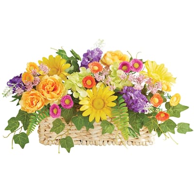 Colorful Garden Artificial Floral Centerpiece - 20 x 10 x 11