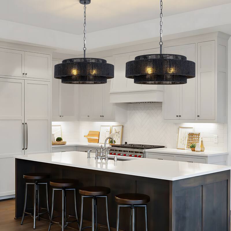 Starsky 4-light Rattan Hand-Woven Hemp Rope Chandelier