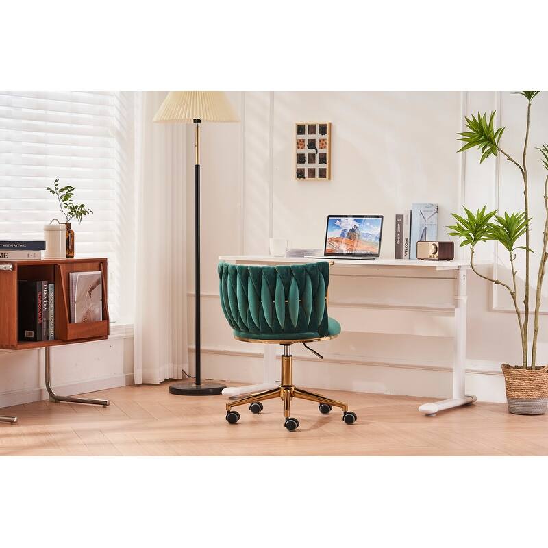 Modern/Luxury Upholstered Adjustable Swivel Office Chair with Wheels