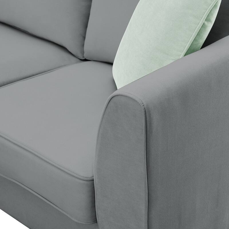 112" Modern Upholstered Sectional Sofa with Ottoman and 3 Pillows