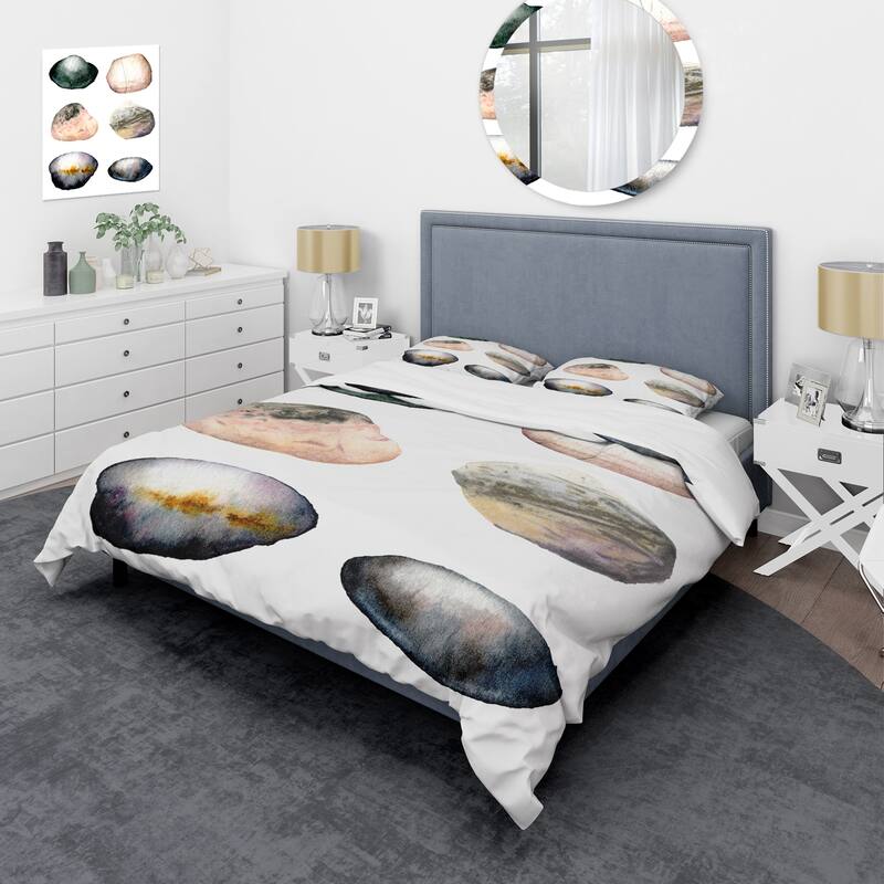 Designart 'Six Abstract Sea Stones' Nautical & Coastal Duvet Cover Set