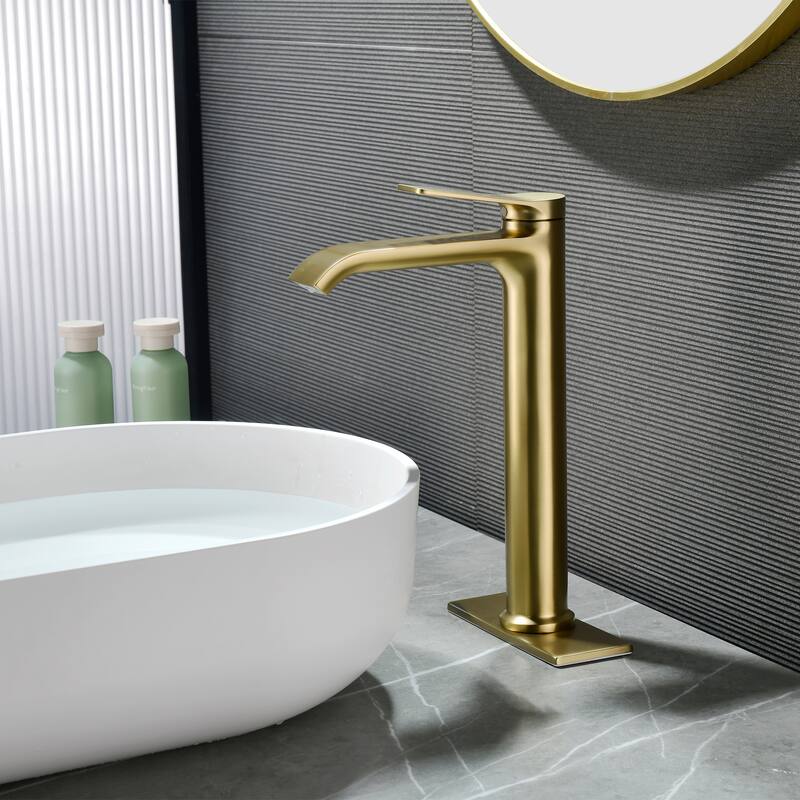 10.9"H Solid Brass Single-handle Bathroom Sink Faucet