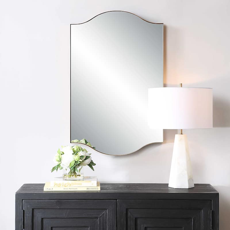 Silver Orchid Iron Gold Arched Round Mirror