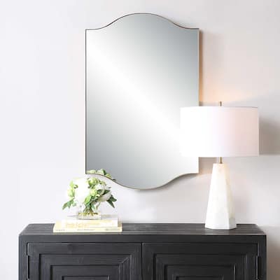 Silver Orchid Iron Gold Arched Round Mirror