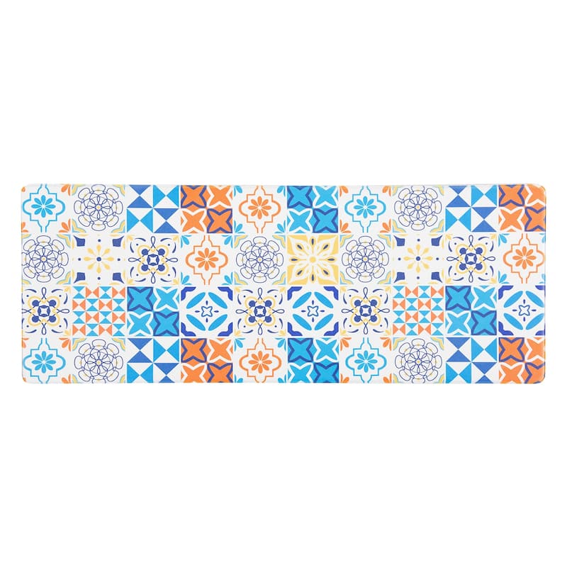 World Rug Gallery Geometric Tile Anti-Fatigue Standing Mat