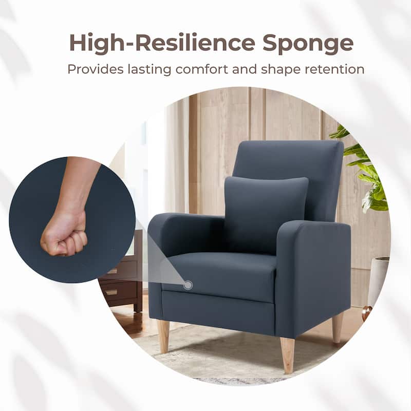 RENEWLINE Modern Accent Chair with Pillow & Walnut Legs - Lounge Seat for Living Room, Compact Design