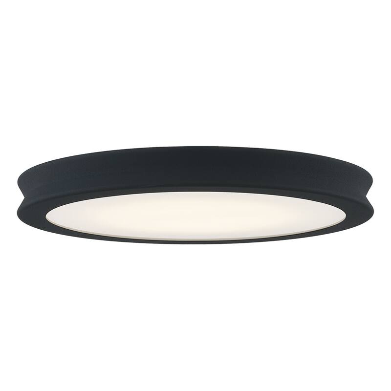 EVOLV Fusion Bevel 16-inch LED Flush-Mount with Opal Glass Shade - Matte Black - Textured