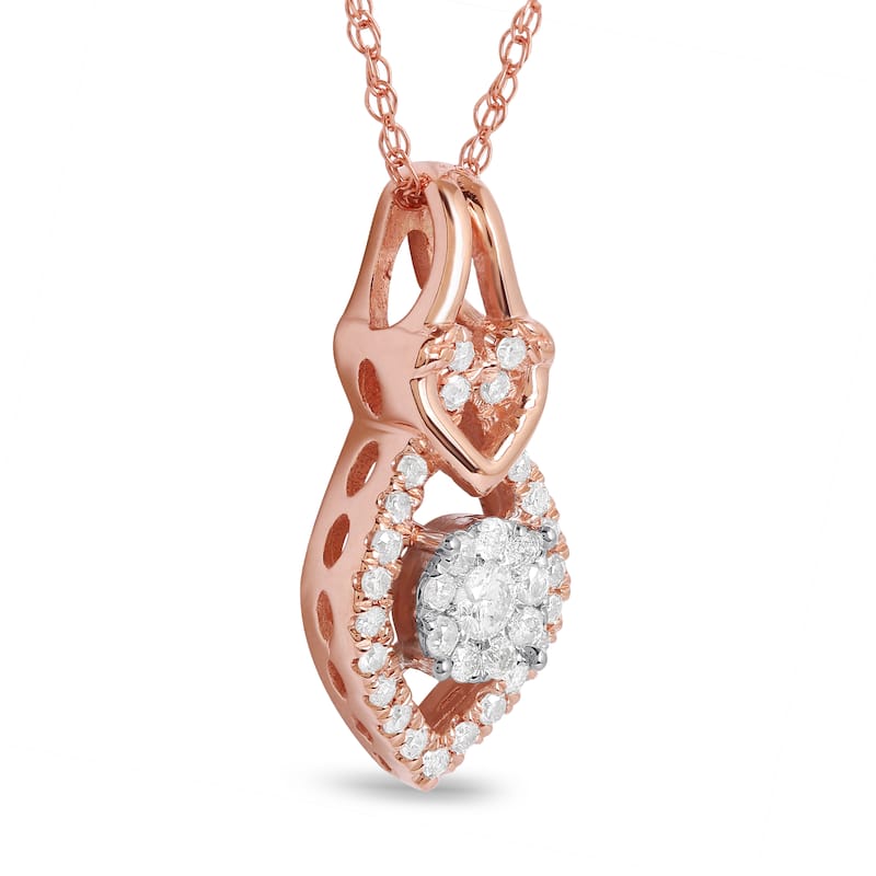 1/6ct TDW Diamond Teardrop Pendant Necklace in 10k Gold for Women