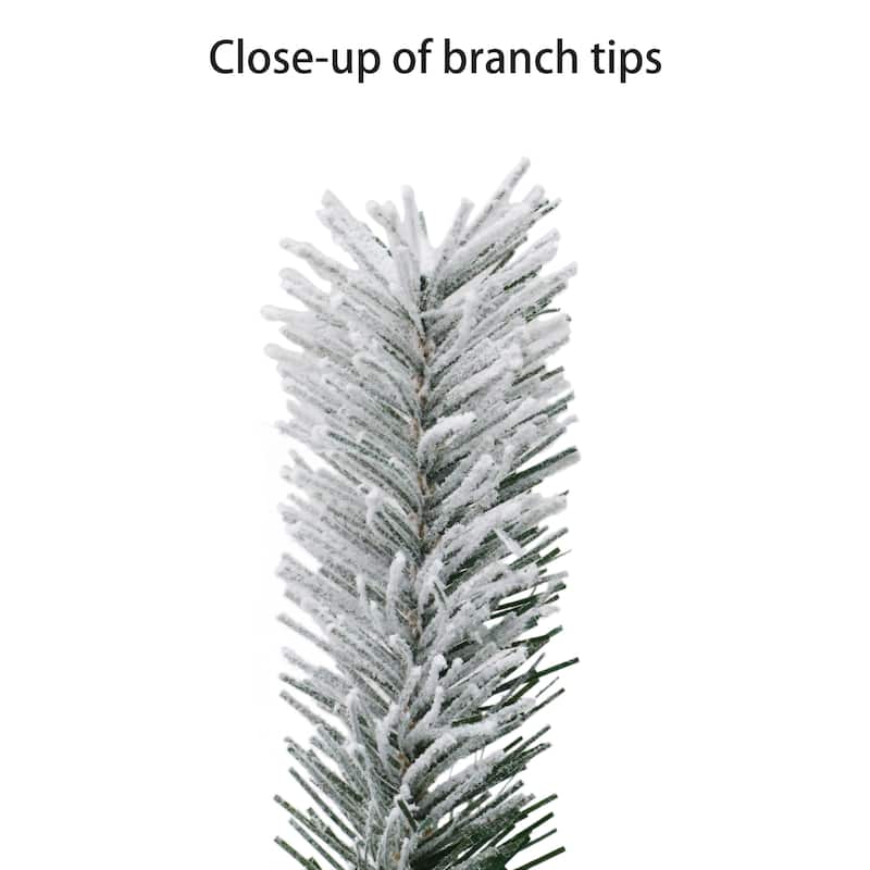 Puleo International Set of 2 5 ft. Pre-Lit Potted Flocked Western Spruce Trees