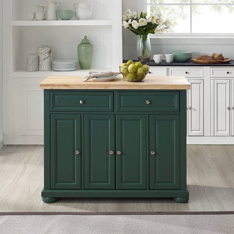 Kitchen Island Cart with Storage & Wheels - Rolling Kitchen Workstation for Food Prep & Serving