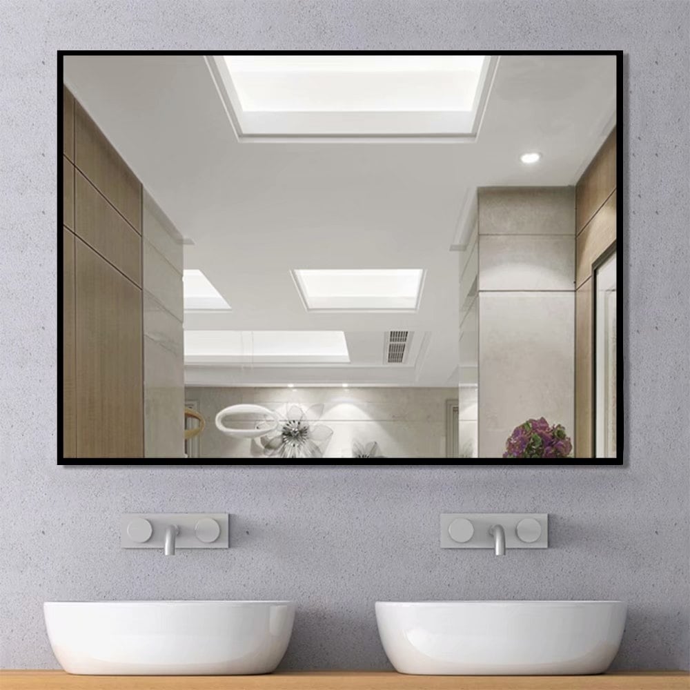Modern Large Black Rectangle Wall Mirrors for Bathroom Vanity