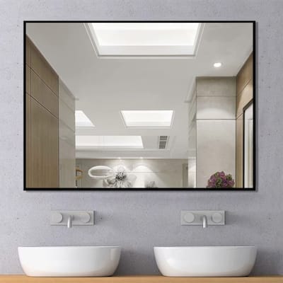 Modern Large Black Rectangle Wall Mirrors for Bathroom Vanity Mirror