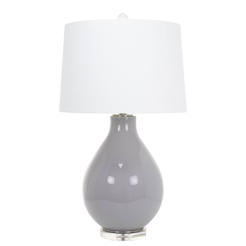Poppy Glass Table Lamp with Linen Lamp Shade - Gray