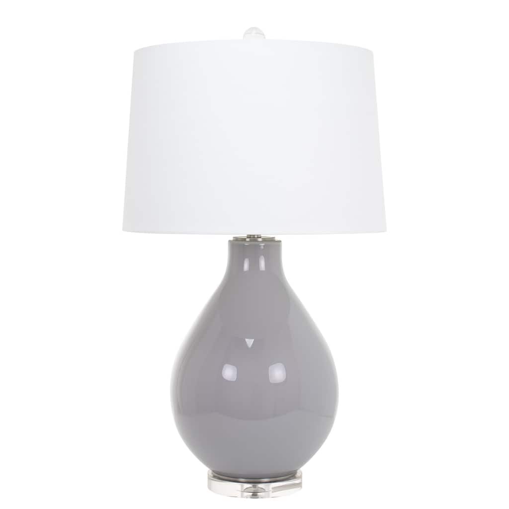 Poppy Glass Table Lamp with Linen Lamp Shade