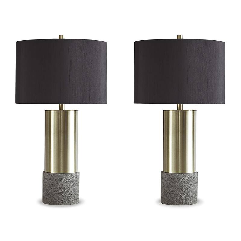Signature Design by Ashley Jacek Grey Brass-tone and Black Table Lamp (Set of 2)