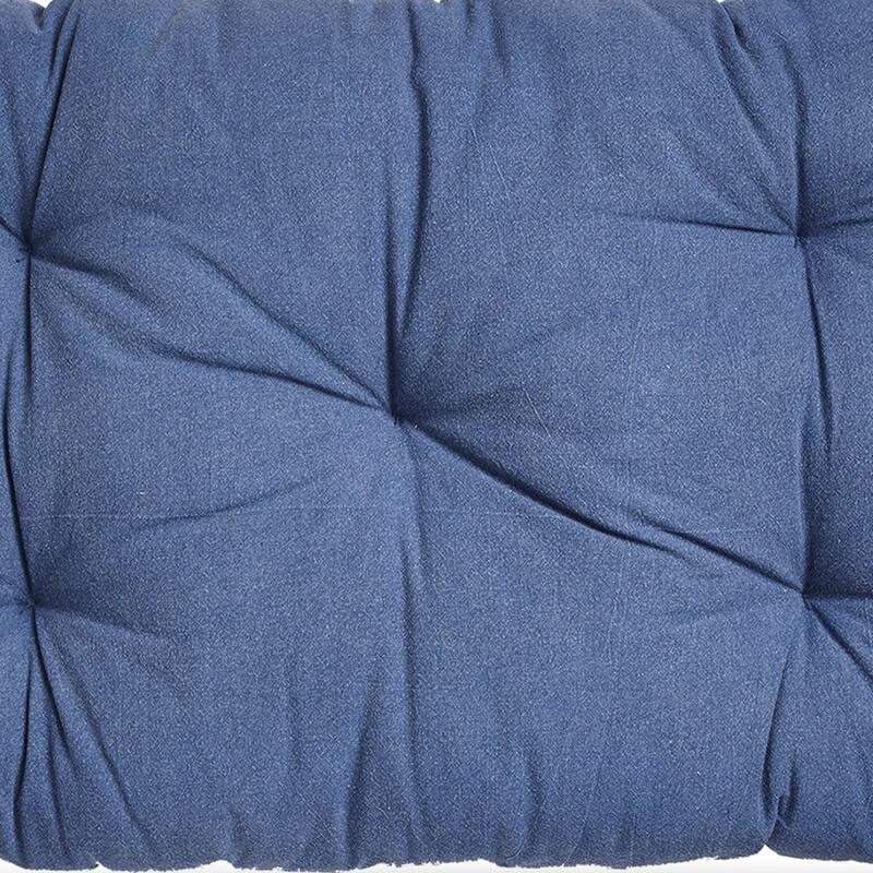 40"x26" Blue Cotton Yarn Dyed Stone Wash with Handles Accent Decorative Throw Pillow Poly Filled Insert Rectangle able