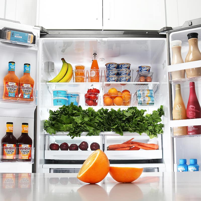 StorageBud Refrigerator Organizer Bins - Stackable Fridge Storage Containers - 14 Piece Set