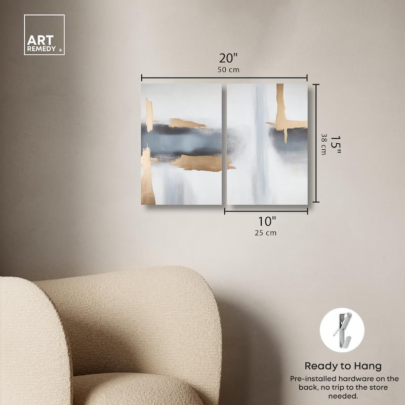 Visual Gold Vortex I Canvas Set of 2 by Art Remedy, Gallery Wrapped
