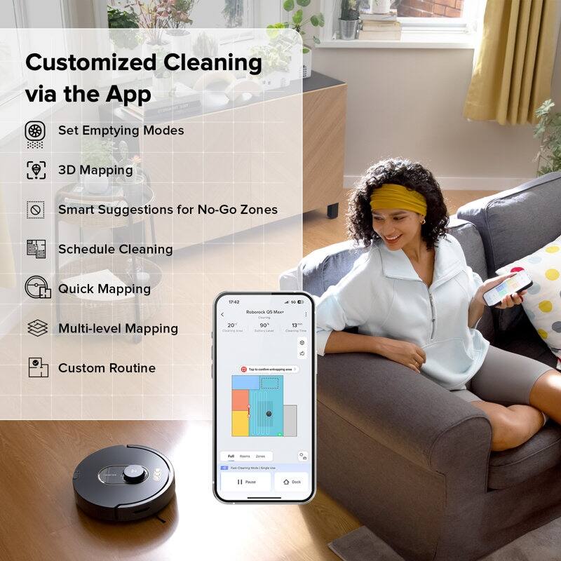 Roborock Q5 DuoRoller+ Self-Emptying Robot Vacuum Cleaner, 5500Pa Suction, DuoRoller Brush