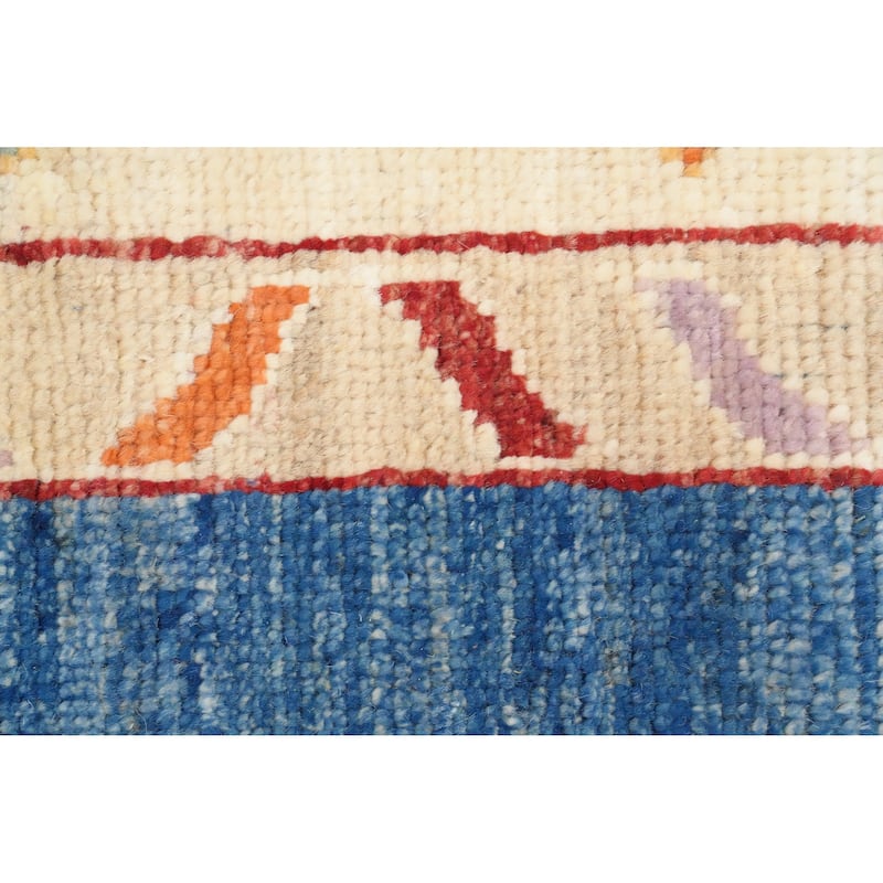 Hand Knotted Oriental 100% Wool Carpet Transitional Floral Navy Blue & Blues Oushak Area Rug - 7' 11'' X 8' 0''