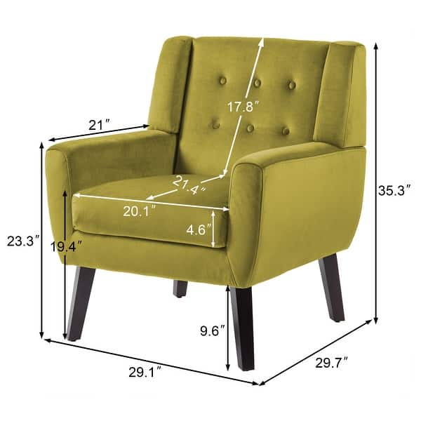 dimension image slide 7 of 8, Velvet Upholstered Armchair Tufted Accent Chair
