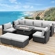 preview thumbnail 47 of 154, FINCATI Outdoor High-back Wicker Patio Sectional Set, 500 lbs Luxury Oversized Conversation Set, Spacious Couch Set