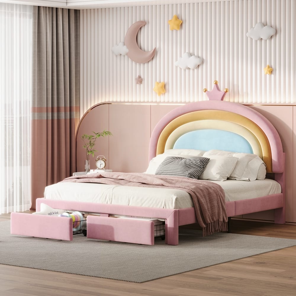 Princess Platform Bed with Storage Drawer
