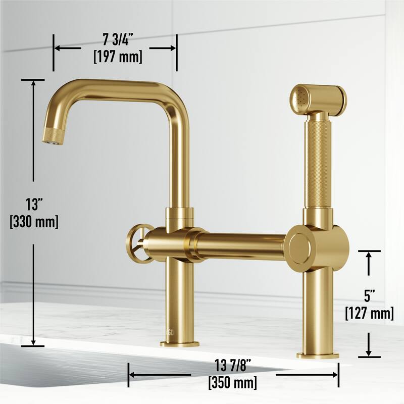 VIGO Cass 13" H Widespread Pull-Out Sprayer Kitchen Faucet