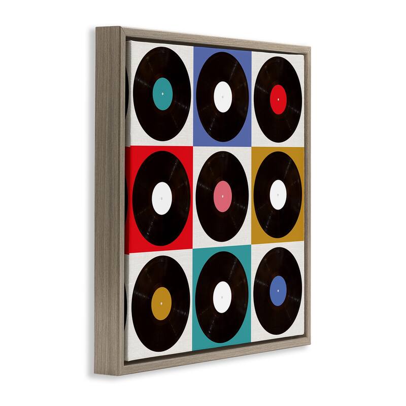 Stupell Geometric Music Records Framed Floater Canvas Wall Art Design By Katrina Craven
