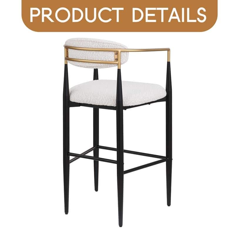 Barstools Set of 2, Counter Height Upholstered Bar Stools with Backs and Iron Legs for Kitchen Island,