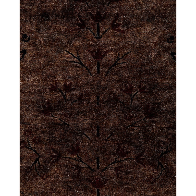 Overton Hand Knotted Wool Vintage Inspired Modern Contemporary Overdyed Brown Area Rug - 8' 3" x 16' 0"
