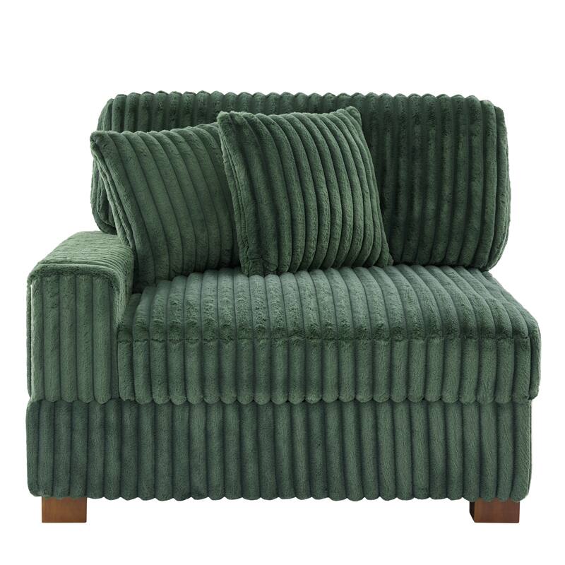 Plush Corduroy Chaise Armchair Modular Lounge Sectional Corner Sofa