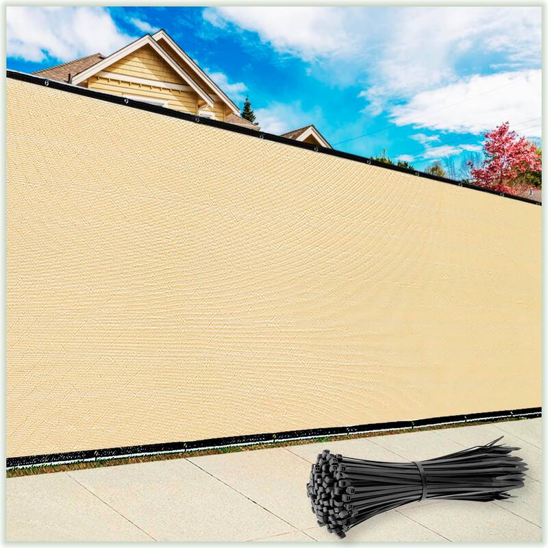 ColourTreeUSA 6 ft. Height Fence Privacy Screen Windscreen Cover Fabric Shade Tarp Netting Mesh Cloth Commercial Grade 170 GSM - 6' x 12' - Beige