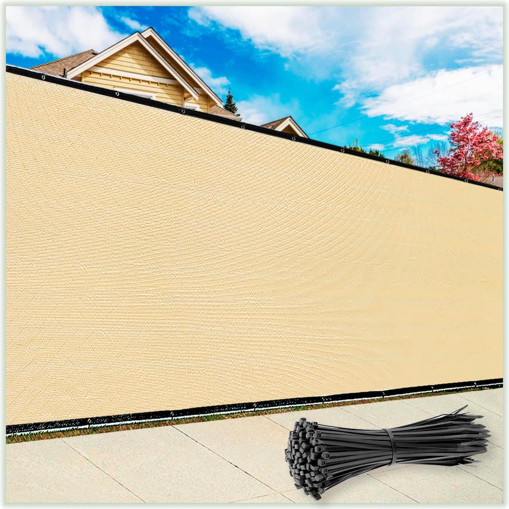 ColourTreeUSA 10' 12' 25' 50' Beige Fence Privacy Screen Windscreen Cover Fabric Shade Tarp Mesh Cloth Commercial Grade 170 GSM