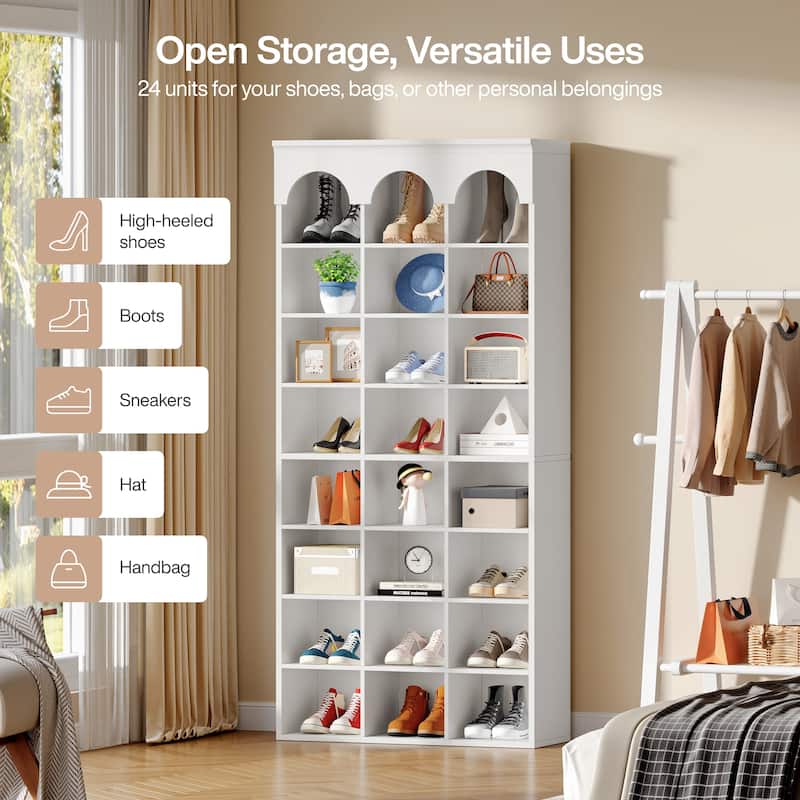 8-Tier Freestanding Shoes Rack Organizer with 24 Cubbies