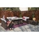 preview thumbnail 4 of 11, Leavitt 7-Piece Patio Wicker Chat Set with Fire Pit Table and Rain Cover