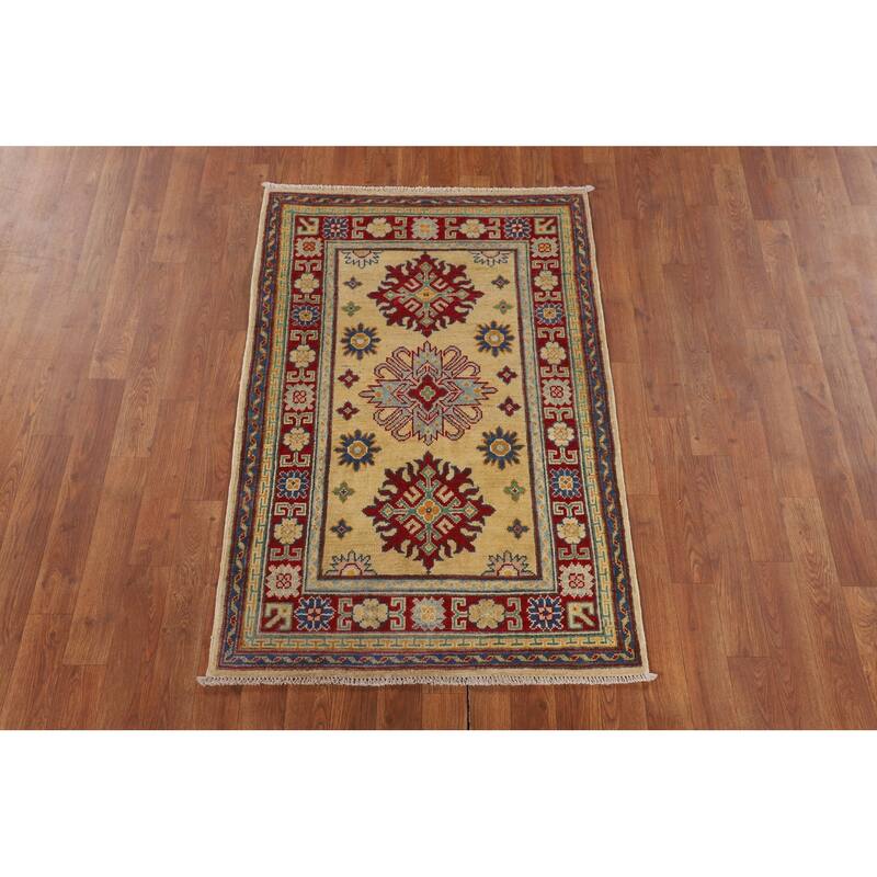Yellow Kazak Oriental Accent Rug Handmade Wool Carpet - 2'9" x 4'3"