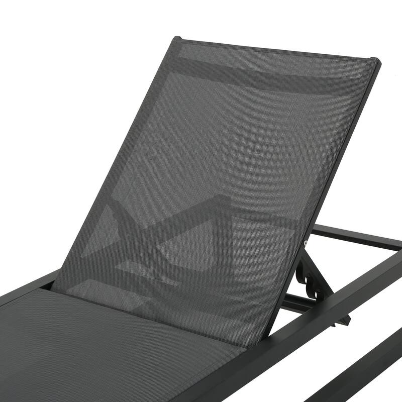 Modern Breathable Mesh Lounge Chair with 7 Adjustable Positions, Weather-Resistant Reclining Chaise Chair
