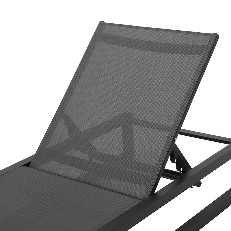 Roomfitters Outdoor Chaise Lounge Chair with Adjustable Recline, Modern Poolside Lounger