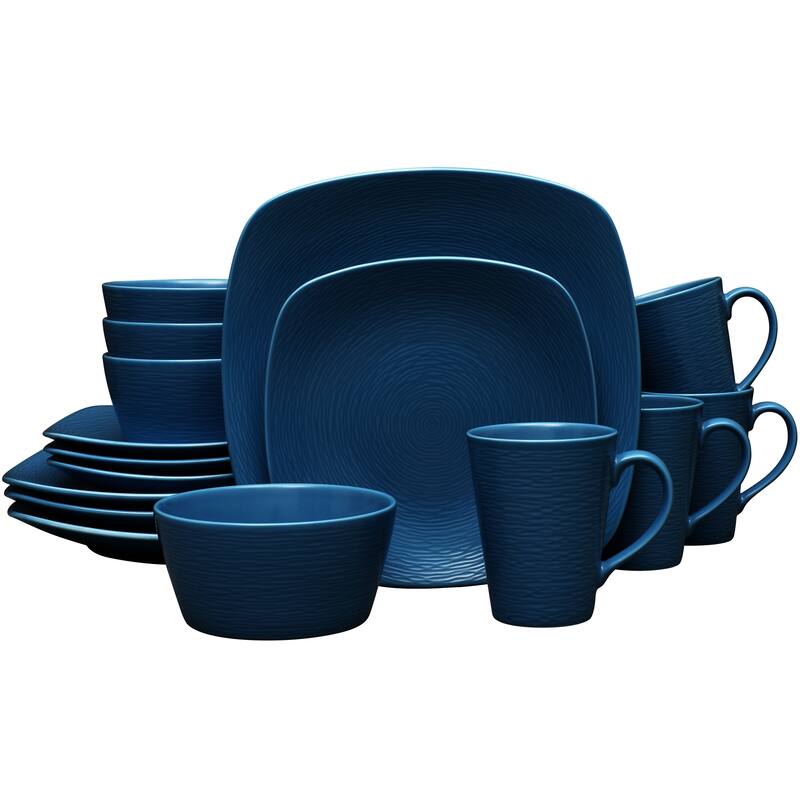 Noritake Colorscapes Swirl 16-Piece Square Dinnerware Set, Service For 4 - Navy