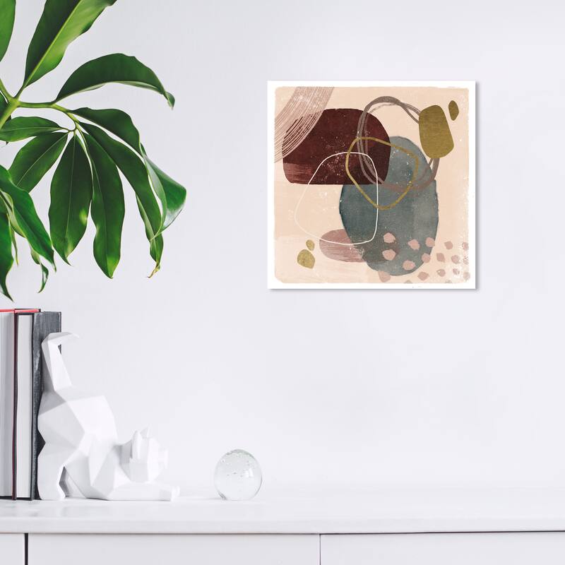 Wynwood Studio Canvas Abstract Shapes and Sound Pink and Metallic Gold Transitional Wall Art Canvas Print - 12 x 12