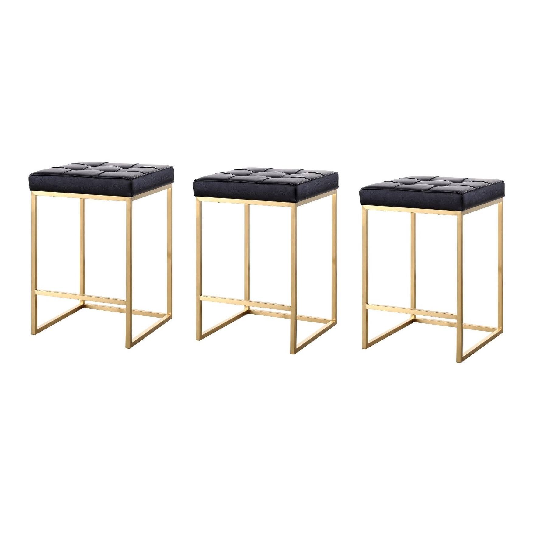 Pipe Gold Bar Stool (Set of 3) 18" D x 18" W x 30" H Bed Bath
