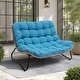 preview thumbnail 17 of 32, All-Weather PE Rattan Double Papasan Chair Loveseat with Soft Cushion for Indoor Outdoor
