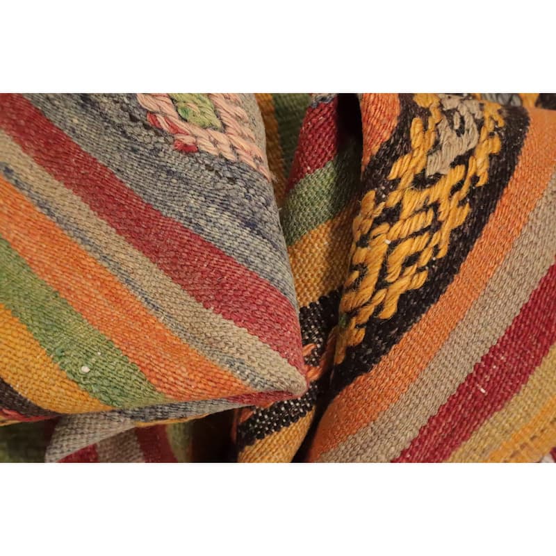 Hand Woven Oriental 100% Wool Carpet Southwestern Tribal Multi-Colored Kilim Area Rug - 9' 6'' X 5' 1''