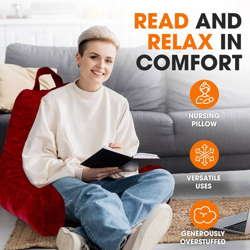 Cheer Collection Backrest Reading TV and Gaming Pillow with Armrest