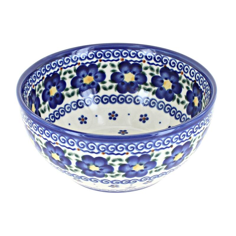 Blue Rose Polish Pottery Vena Cereal Bowl - Spring Blossom