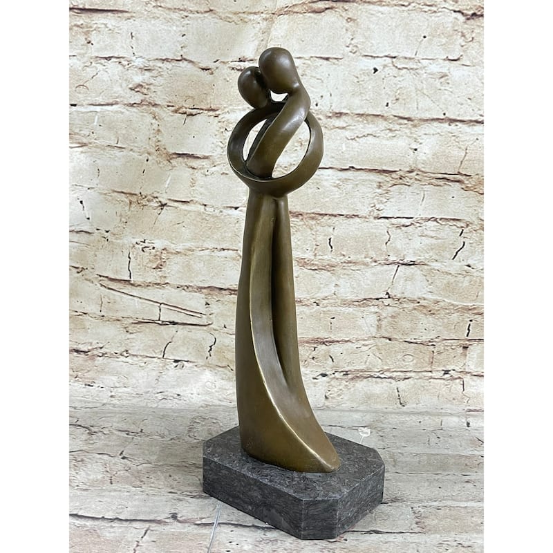 Abstract Modern Art Kissing Couple Genuine Bronze Sculpture Lost Wax Method Statue
