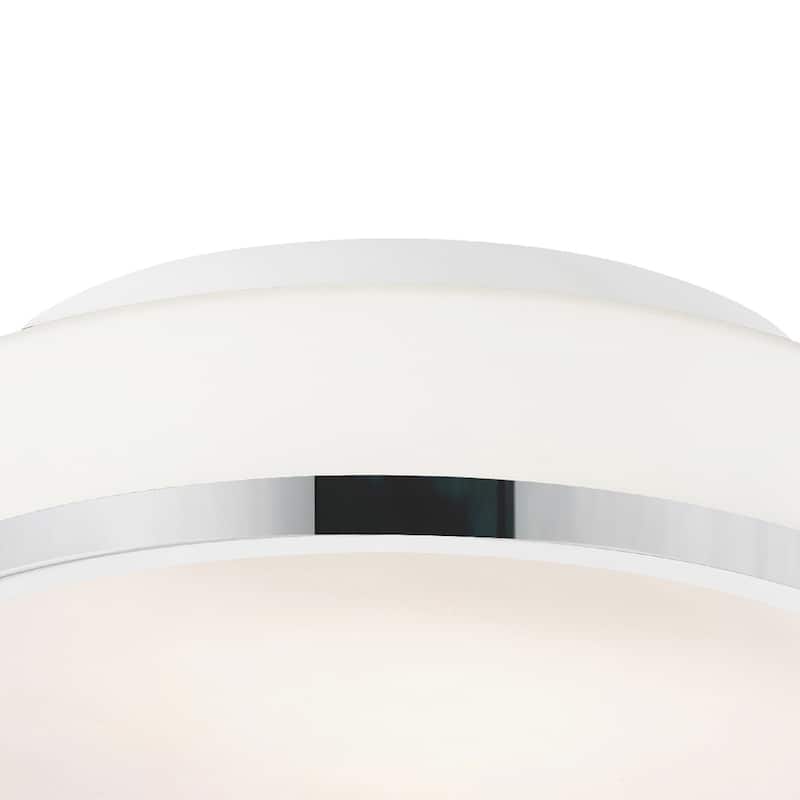Frosted 2 Light Drum Shade Flush Mount With Satin Nickel Finish - Satin Nickel